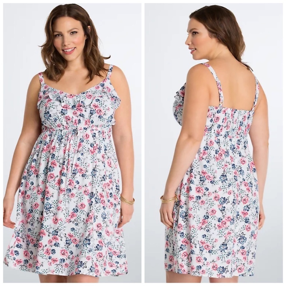 Torrid Floral Ruffle Front Challis Sundress 3x